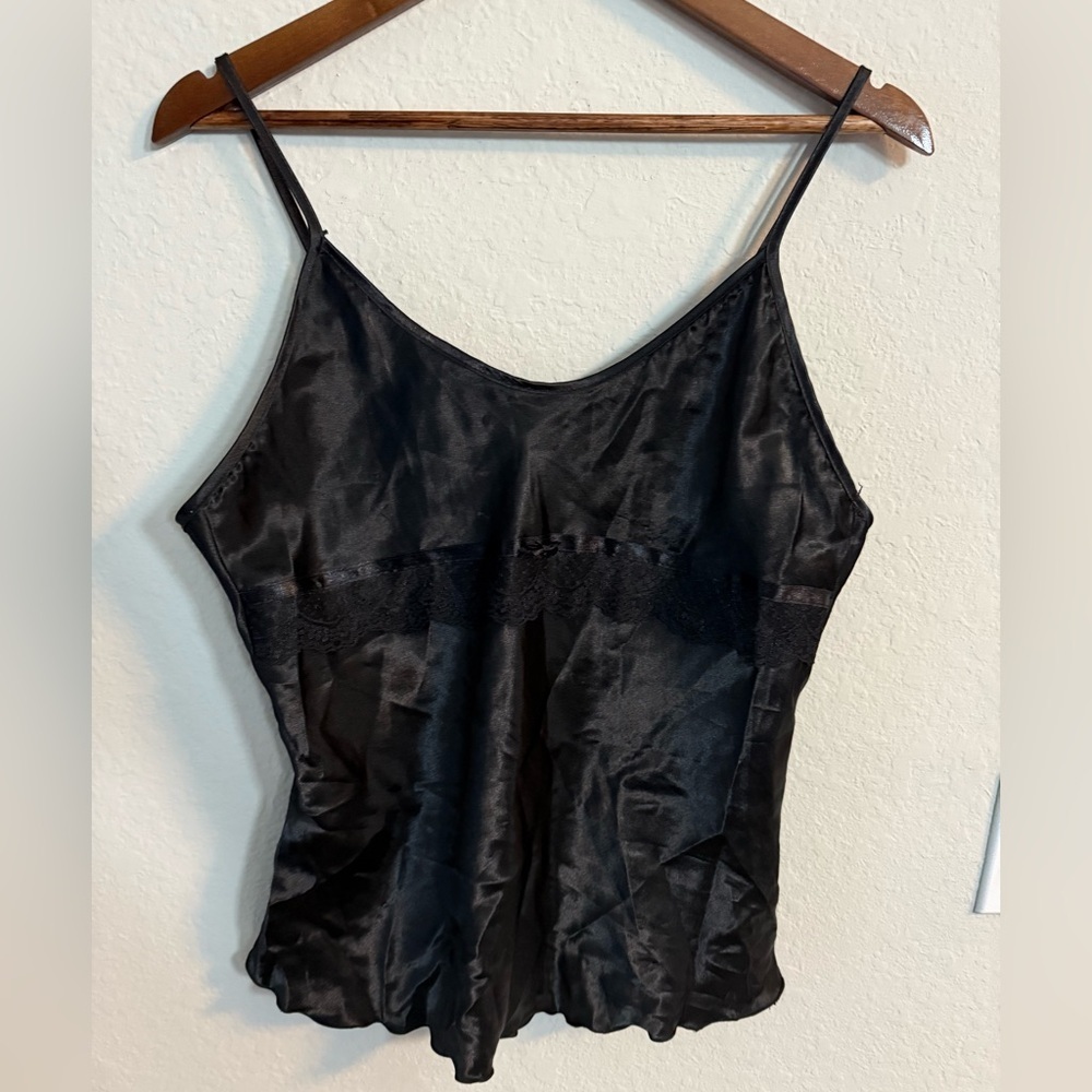 Le Moncy Black Satin Camisole Top